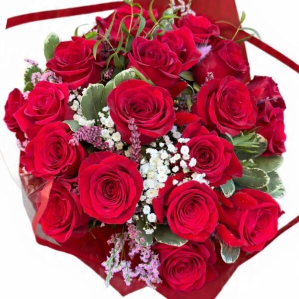 Ramo de 20 Rosas Rojas de Tallo Largo